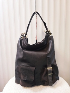 Laura Biaggi shopper worek brązowa z kieszeniami 