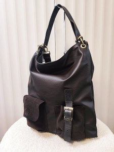 Laura Biaggi shopper worek brązowa z kieszeniami