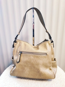 Ines Delaure duża torebka listonoszka na ramię beżowa z panterką