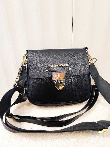 Massimo Contti torebka listonoszka czarna z klapką 