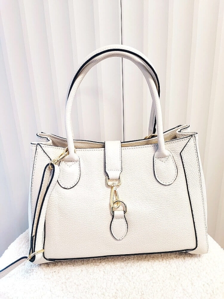 Massimo Contti torebka shopper skórzana beżowa