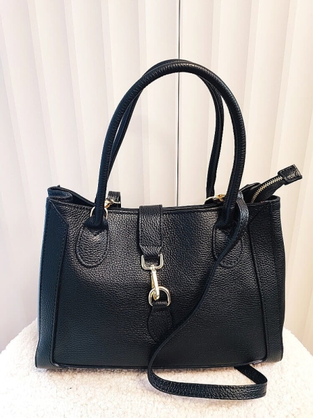 Massimo Contti torebka shopper skórzana czarna 