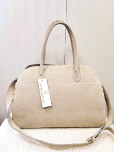 Laura Biaggi torba shopper kuferek beżowa zamszowa