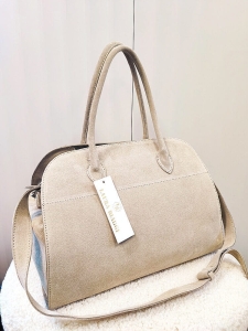Laura Biaggi torba shopper kuferek beżowa zamszowa