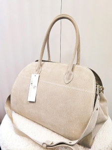 Laura Biaggi torba shopper kuferek beżowa zamszowa