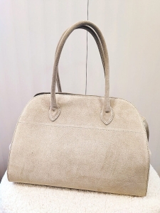 Laura Biaggi torba shopper kuferek beżowa zamszowa