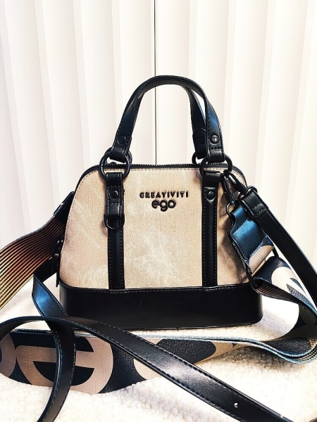 Ego torebka mini shopperka beżowa z czarnym