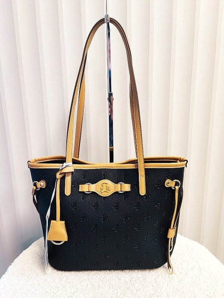  Lulu Castagnette torebka shopperka czarna logowana 