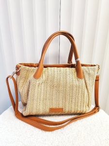 David Jones torebka shopperka koszyk beżowa z brązowym