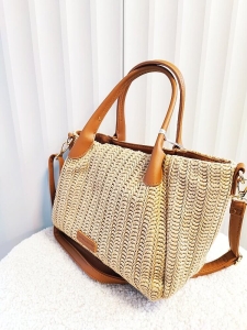David Jones torebka shopperka koszyk beżowa z brązowym