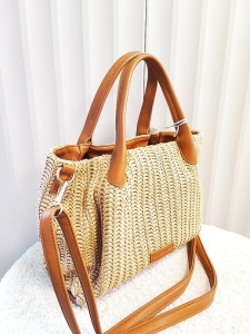 David Jones torebka shopperka koszyk beżowa z brązowym