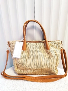 David Jones torebka shopperka koszyk beżowa z brązowym