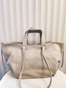 Laura Biaggi torba shopper skórzana beżowa