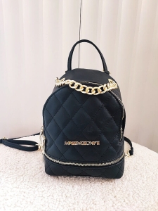 Massimo Contti mini plecak skórzany czarny pikowany z łańcuszkiem