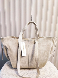 Laura Biaggi torba shopper zamszowa jasnobeżowa