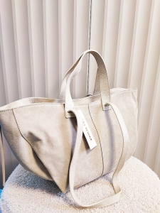 Laura Biaggi torba shopper zamszowa jasnobeżowa