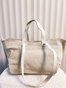 Laura Biaggi torba shopper zamszowa jasnobeżowa