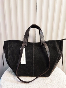 Laura Biaggi torba shopper zamszowa czekoladowa