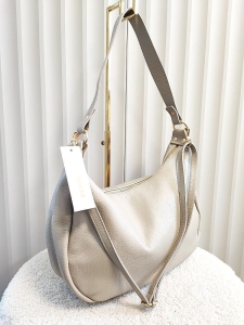 Laura Biaggi skórzana torba shopper na ramię beżowa