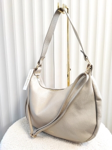 Laura Biaggi skórzana torba shopper na ramię beżowa