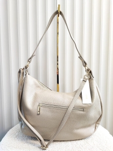 Laura Biaggi skórzana torba shopper na ramię beżowa