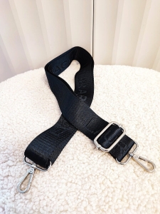 Laura Biaggi długi pasek do torebki czarny srebrny