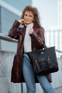 Laura Biaggi torba shopper czarna z kieszenią