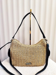 Flora&Co torebka listonoszka koszyk na ramię beżowa z czarnym