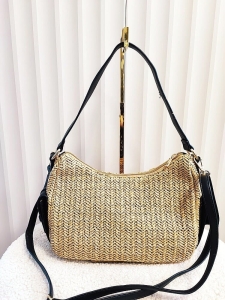 Flora&Co torebka listonoszka koszyk na ramię beżowa z czarnym