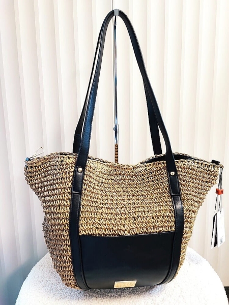 Monnari torba shopper koszyk beżowy z czarnym