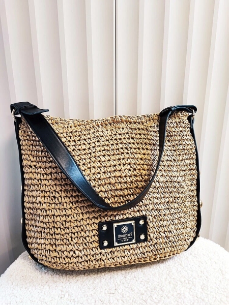 Monnari torebka listonoszka koszyk beżowy z czarnym