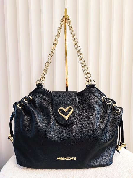 Massimo Contti torba shopper czarna serduszko