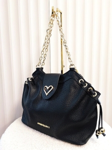 Massimo Contti torba shopper czarna serduszko