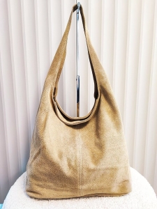 Laura Biaggi zamszowa torba shopper na ramię beżowa