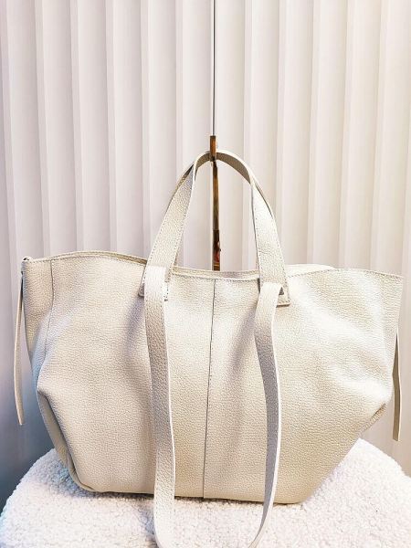 Massimo Contti torba shopper skórzana beżowa