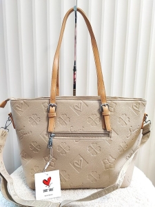 Torebka shopper taupe logowana