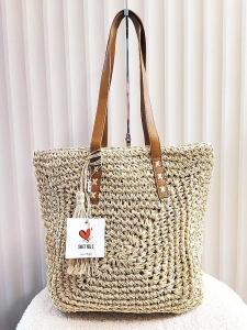 Torebka shopperka koszyk na ramię beżowa