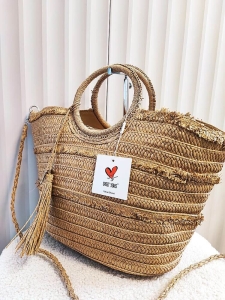 Torebka shopperka koszyk ciemnobeżowa