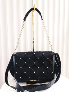 Massimo Contti torebka listonoszka czarna z ekozamszem ćwieki