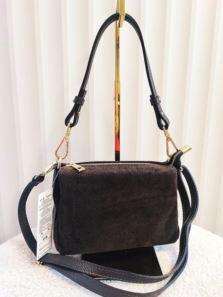 Laura Biaggi torebka listonoszka zamszowa czekoladowa