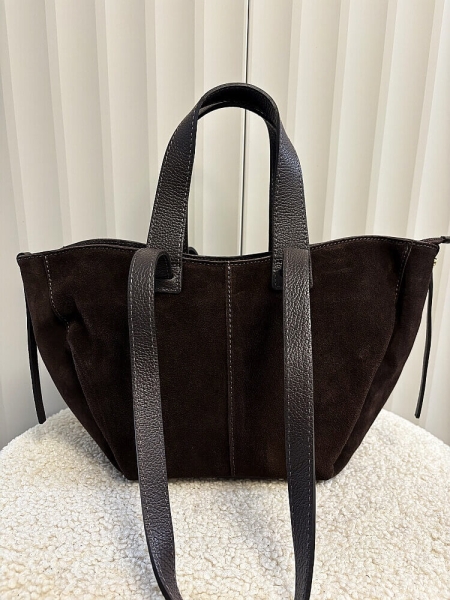Laura Biaggi torba mini shopper zamszowa mocca