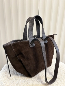 Laura Biaggi torba mini shopper zamszowa mocca
