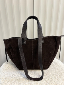 Laura Biaggi torba mini shopper zamszowa mocca