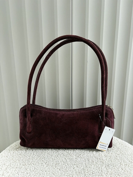 Laura Biaggi torebka kuferek zamszowy bordowy