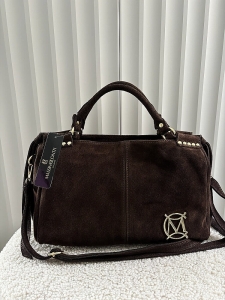 Massimo Contti torebka shopper zamszowa czekoladowa ćwieki