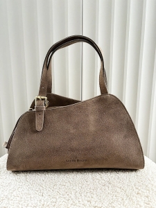 Laura Biaggi torebka shopperka zamszowa asymetryczna beżowa