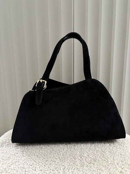 Laura Biaggi torebka shopperka zamszowa asymetryczna czarna