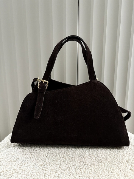 Laura Biaggi torebka shopperka zamszowa asymetryczna czekoladowa