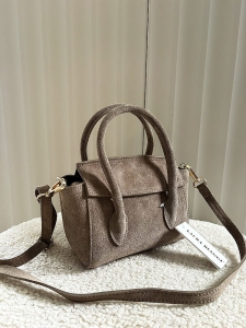 Laura Biaggi torebka mini shopperka zamszowa taupe