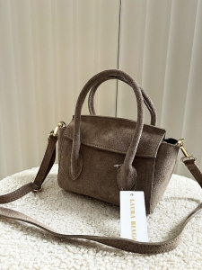 Laura Biaggi torebka mini shopperka zamszowa taupe